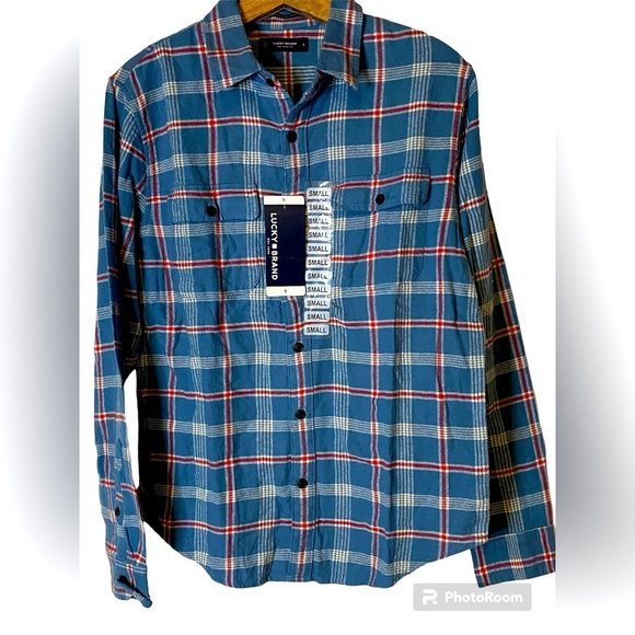 Lucky Brand Blue Plaid Long Sleeve Button Down Shirt Size S - Picture 1 of 6